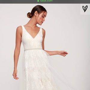 lulus sweet love ivory lace beaded maxi dress